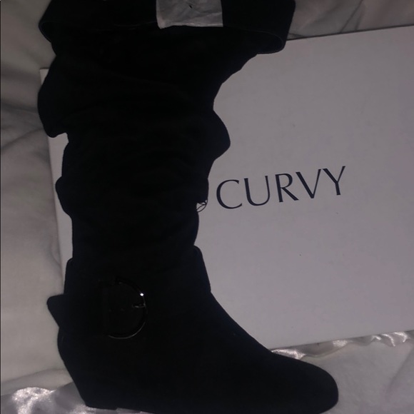 Buy Black Forever Comfort® Suede Knee High Slouch Boots from  Curvy size 7 black slouchy boots
